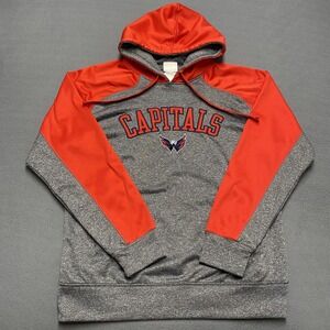 Washington Capitals Sweatshirt Hoodie Pullover Mens‎ Medium Gray Red NHL Hockey